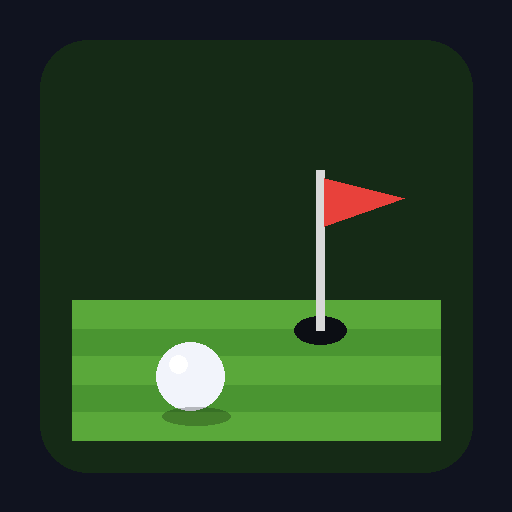 The PUTTLE icon: a white golf ball on a striped green beside a cup with a red flag